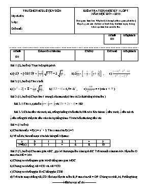 Kiểm tra Toán học kỳ 1 lớp 7 năm học 2014  2015